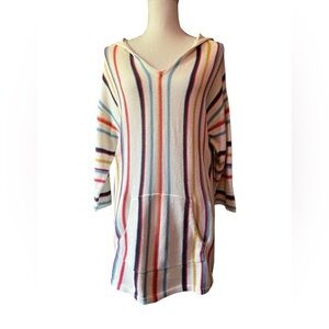 Natural Reflections Multicolor Striped Knit Top With Hood Size Medium